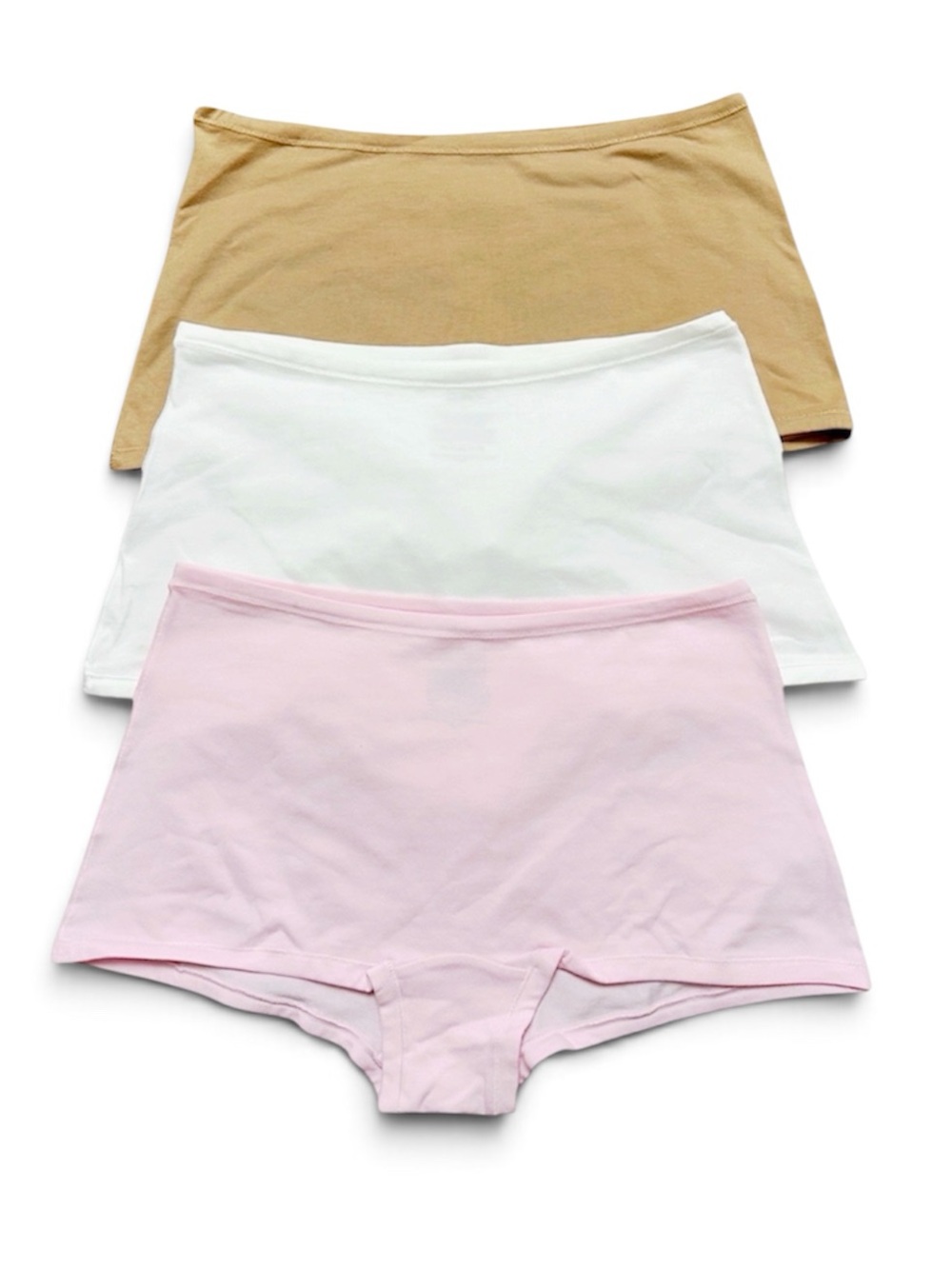 NWOT Quince Cotton Boyshorts Trio in Pink, White & Tan